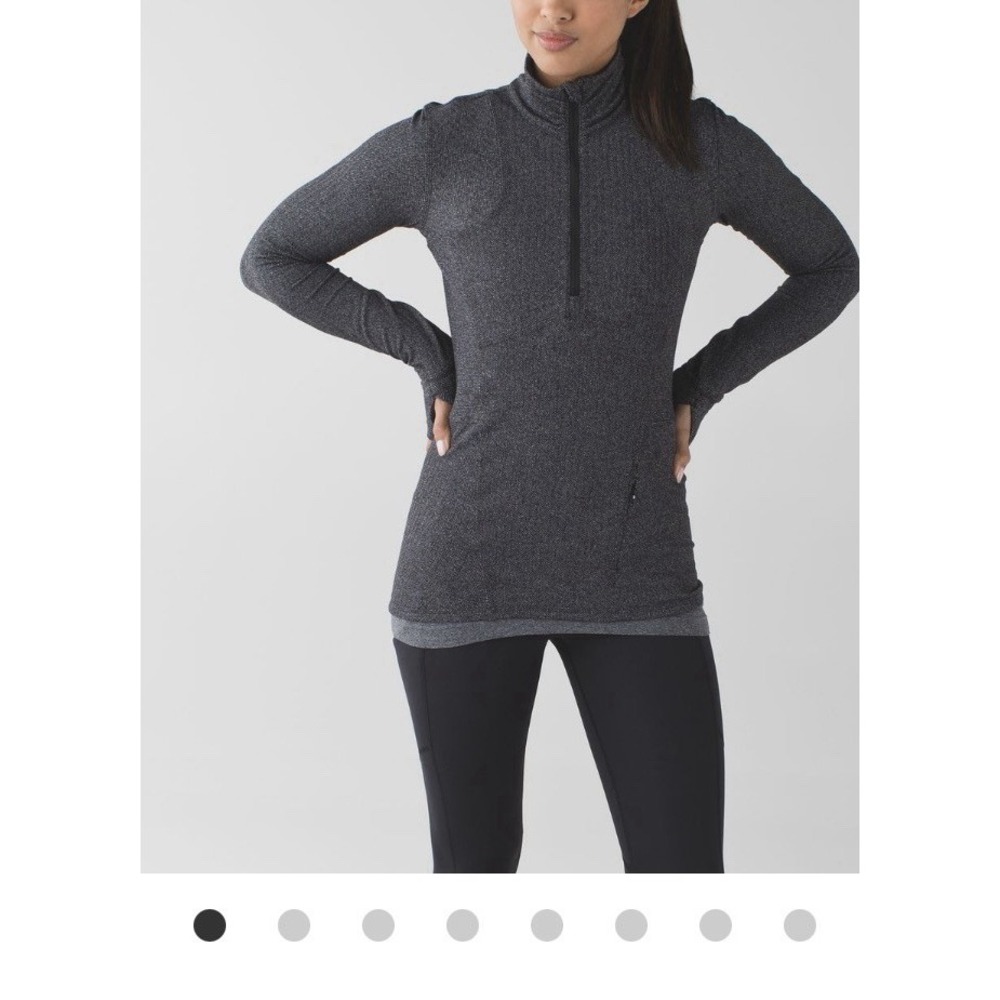 Lululemon Herringbone Kanto Catch Me Run Pullover Grey Black Half Zip 6 Sporty